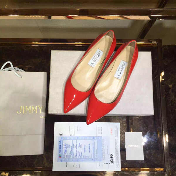 2016-17AW コレクション ジミーチュウスーパーコピー JIMMY CHOO☆ROMY レザーバレリーナ Red